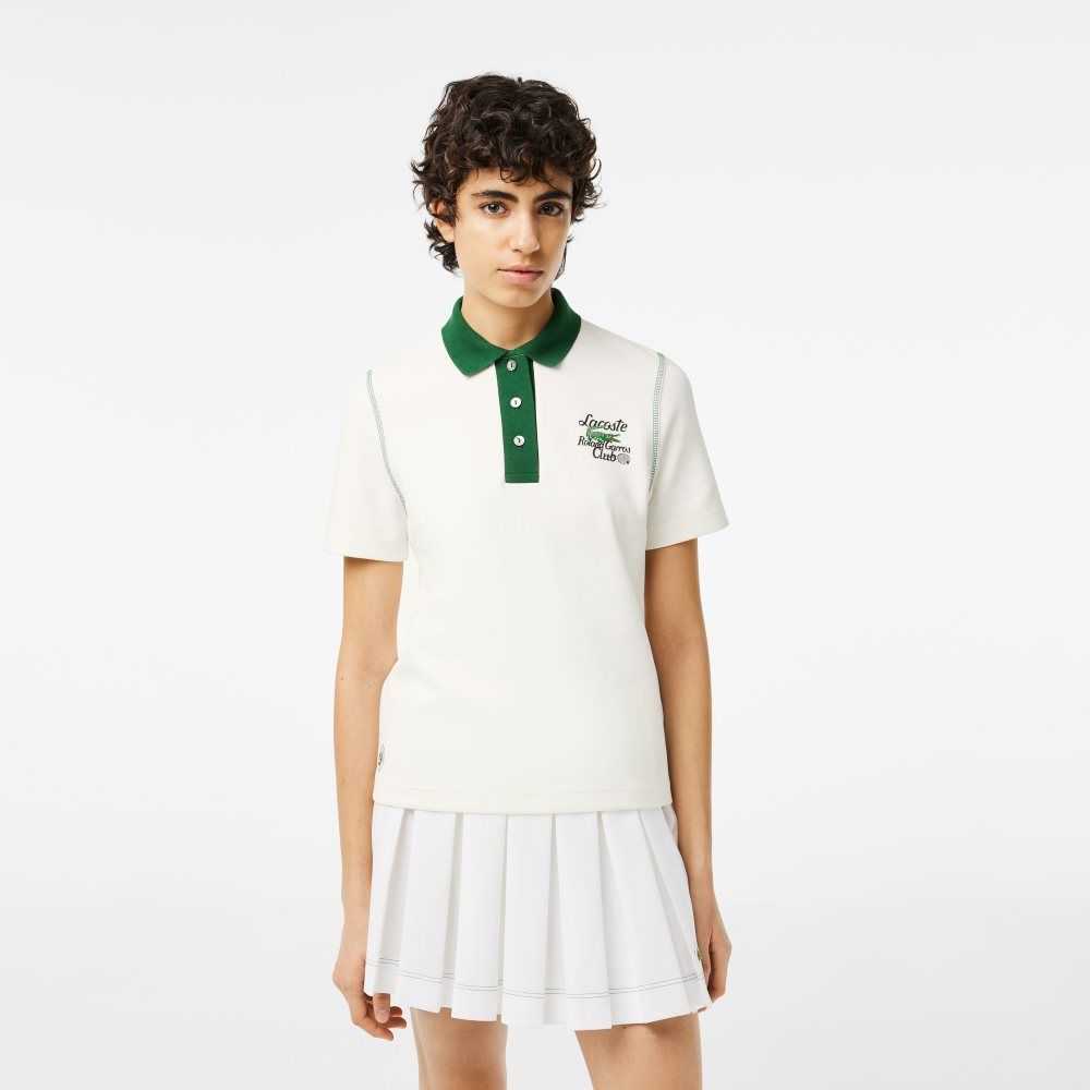 White / Green Lacoste SPORT Roland Garros Edition Cotton Pique Polo | OAJXEW-823