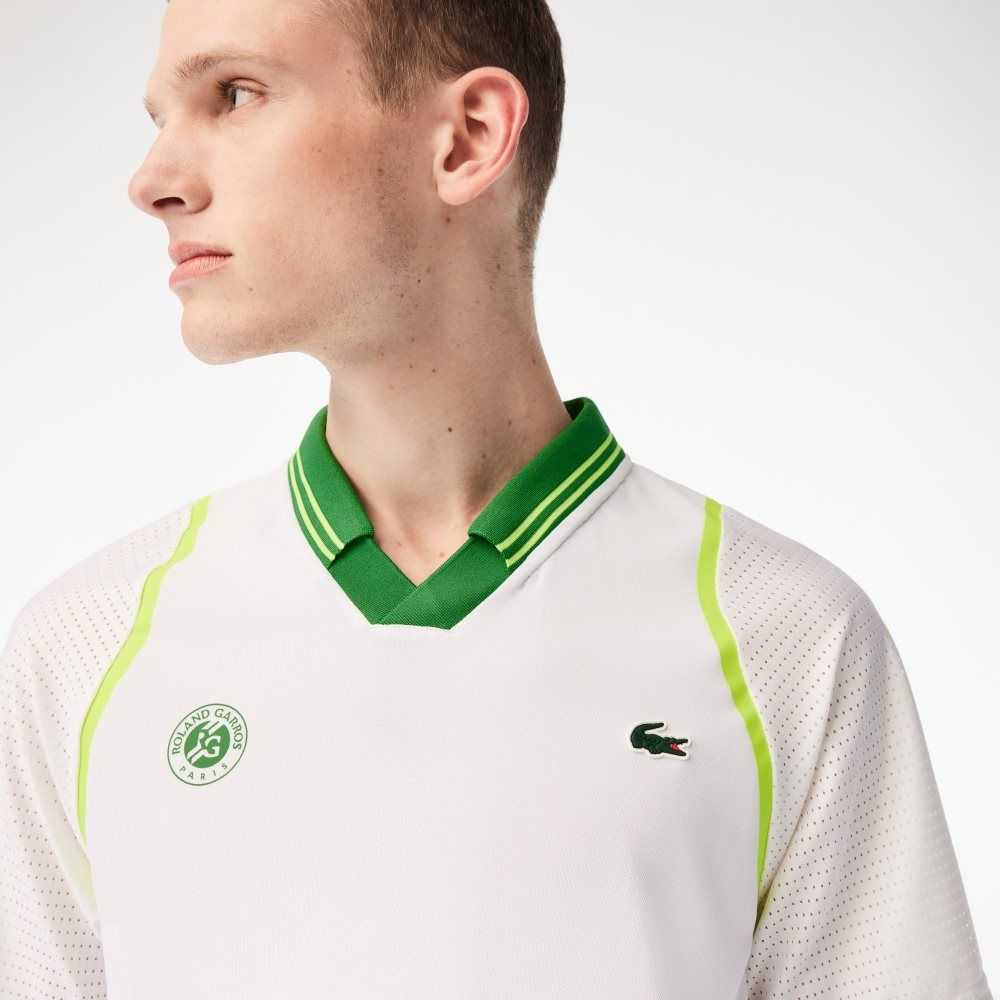 White / Green Lacoste SPORT x Daniil Medvedev Roland Garros Edition Team Leader Polo | XROQJT-583