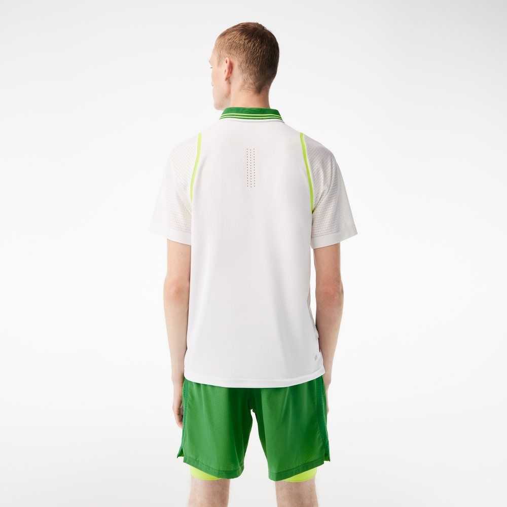 White / Green Lacoste SPORT x Daniil Medvedev Roland Garros Edition Team Leader Polo | XROQJT-583