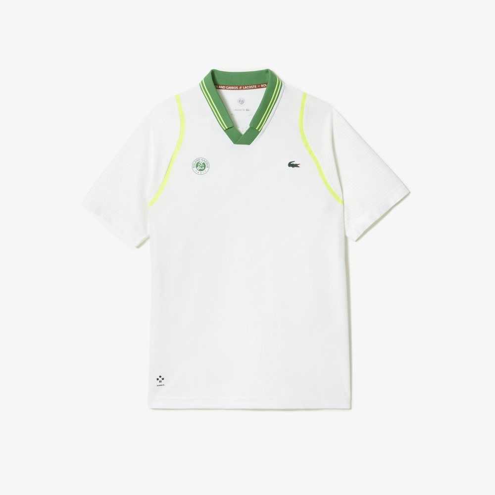 White / Green Lacoste SPORT x Daniil Medvedev Roland Garros Edition Team Leader Polo | XROQJT-583