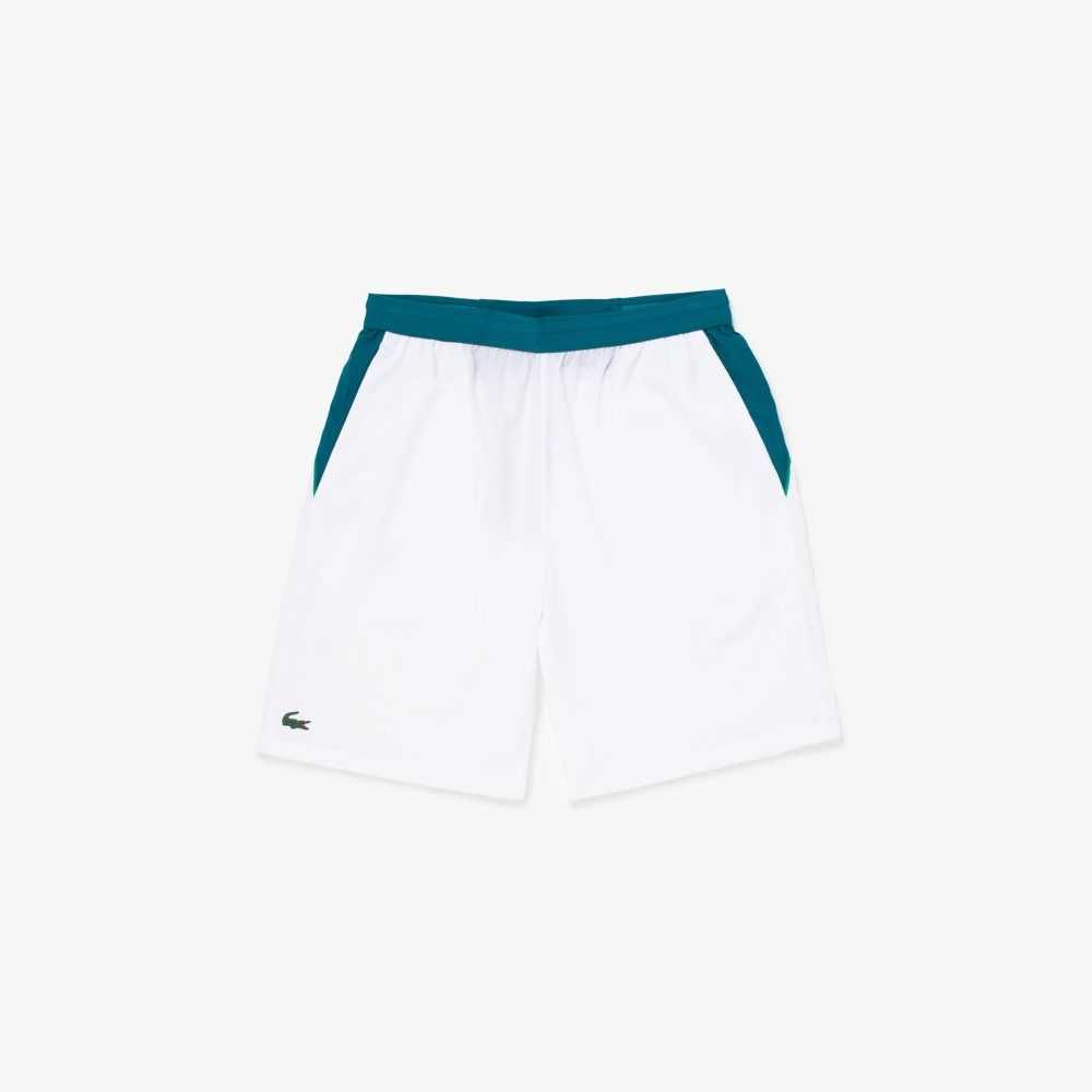 White / Green Lacoste SPORT x Novak Djokovic Color-Block Shorts | TPNSZW-073