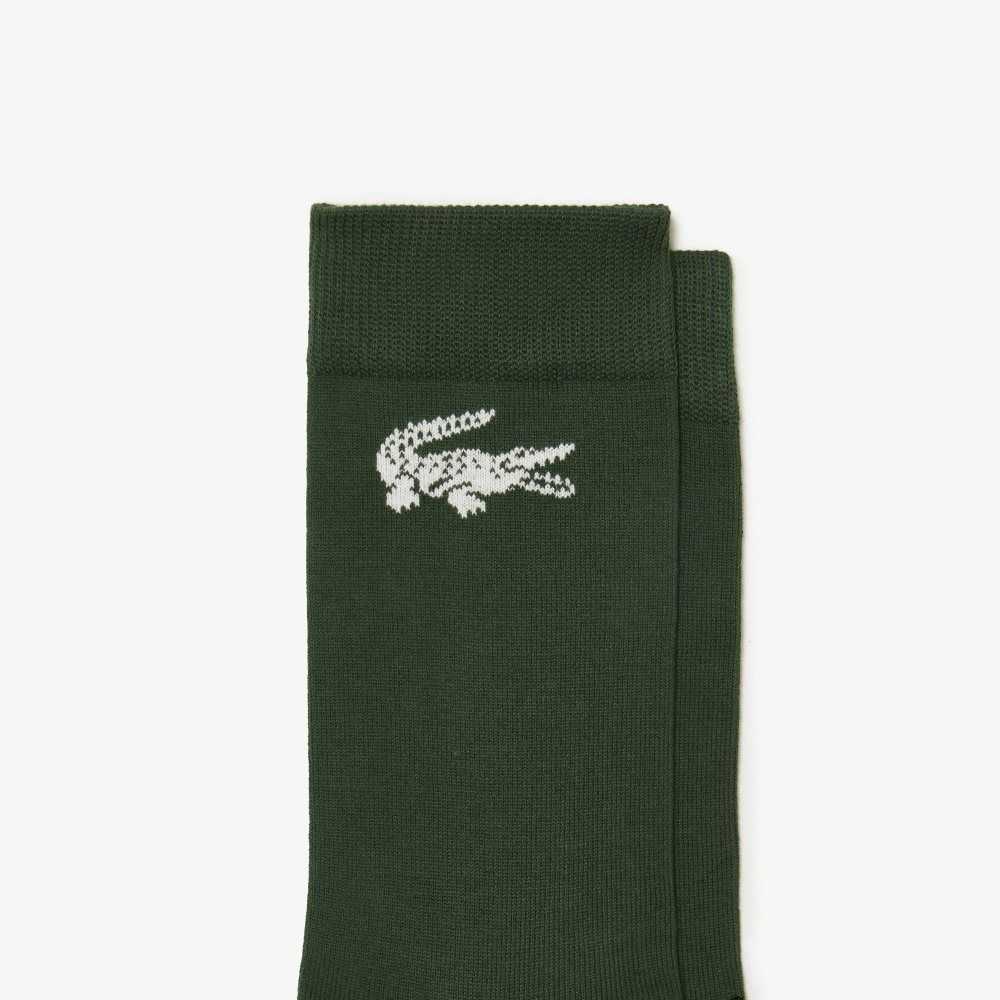 White / Green Lacoste Two-Pack French Made Organic Cotton Socks | GFIQZR-843