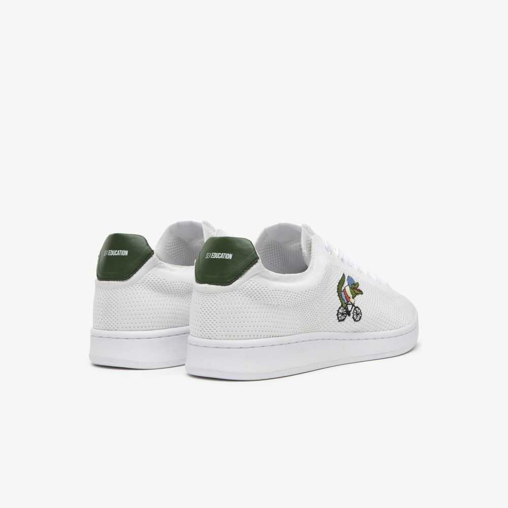 White/Green Lacoste x Netflix Sex Education Carnaby Piquee Sneakers | UKYHOP-349