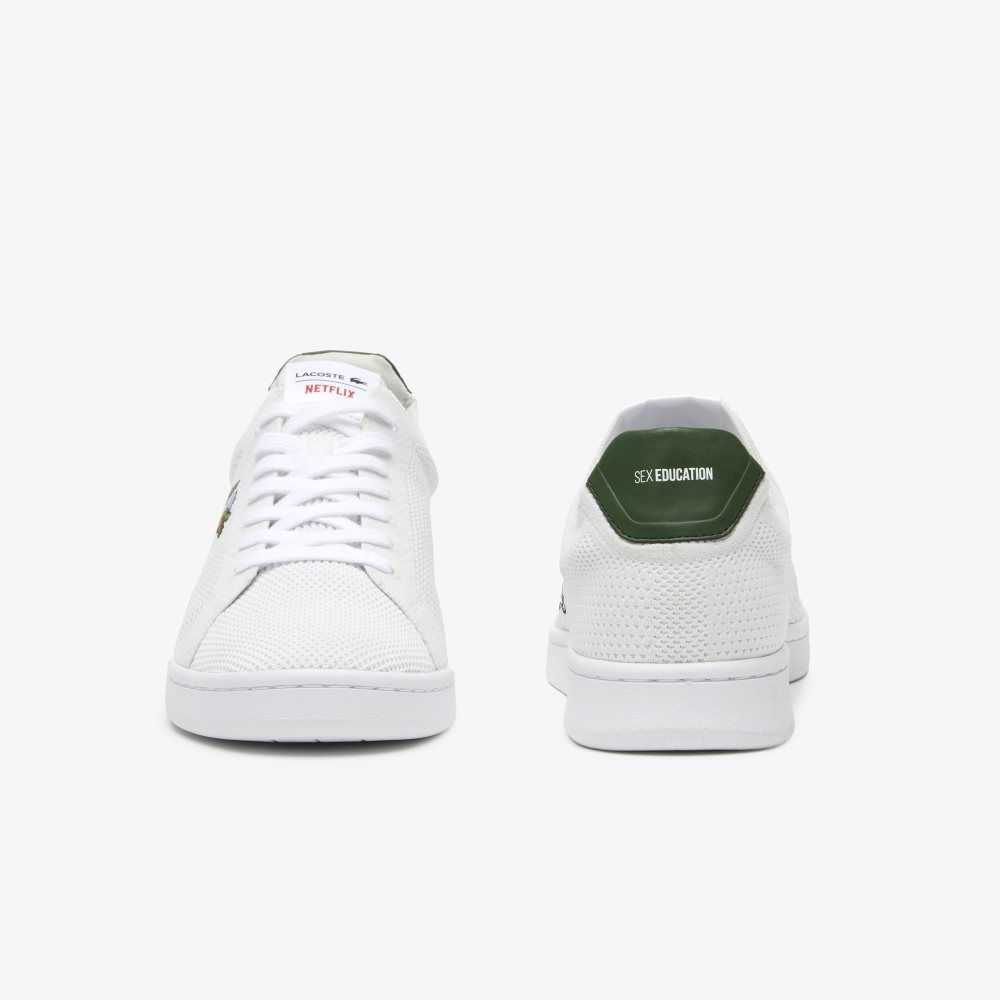 White/Green Lacoste x Netflix Sex Education Carnaby Piquee Sneakers | UKYHOP-349