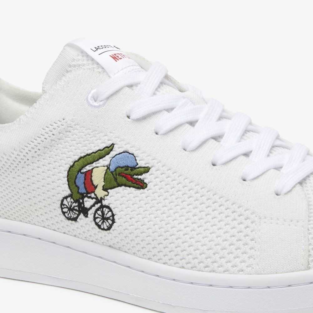 White/Green Lacoste x Netflix Sex Education Carnaby Piquee Sneakers | UKYHOP-349