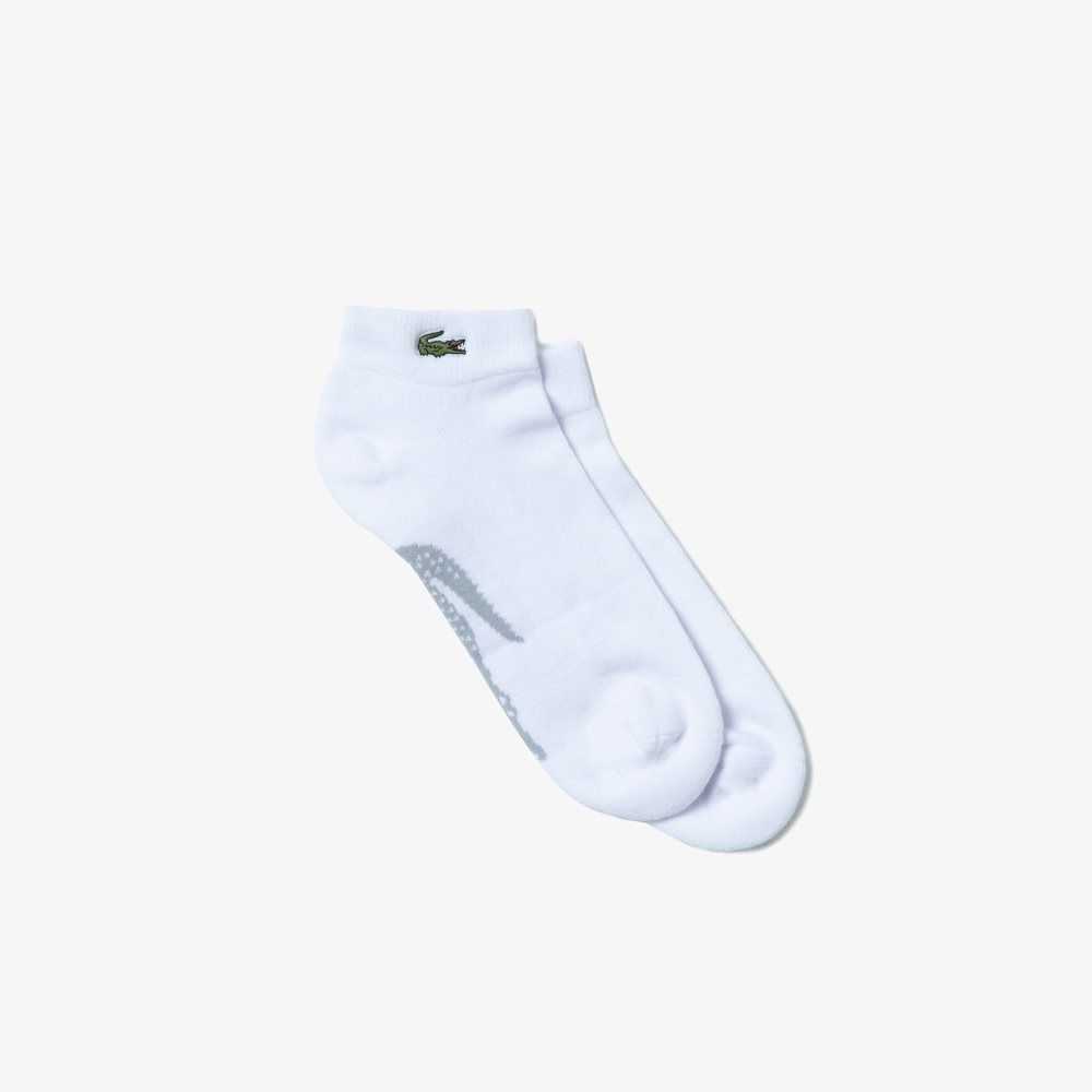 White / Grey Chine Lacoste SPORT Stretch Cotton Low-Cut Socks | FQCRGU-267