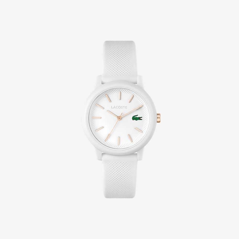 White Lacoste 12.12 White Silicone Strap Watch | ILANMK-579