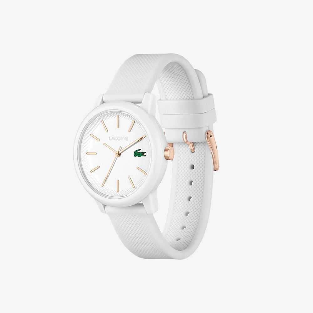 White Lacoste 12.12 White Silicone Strap Watch | ILANMK-579