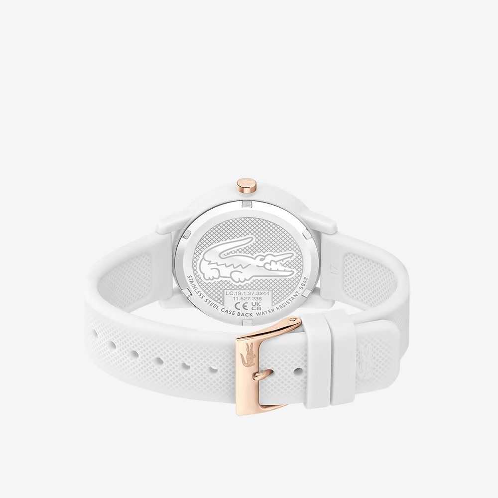 White Lacoste 12.12 White Silicone Strap Watch | ILANMK-579