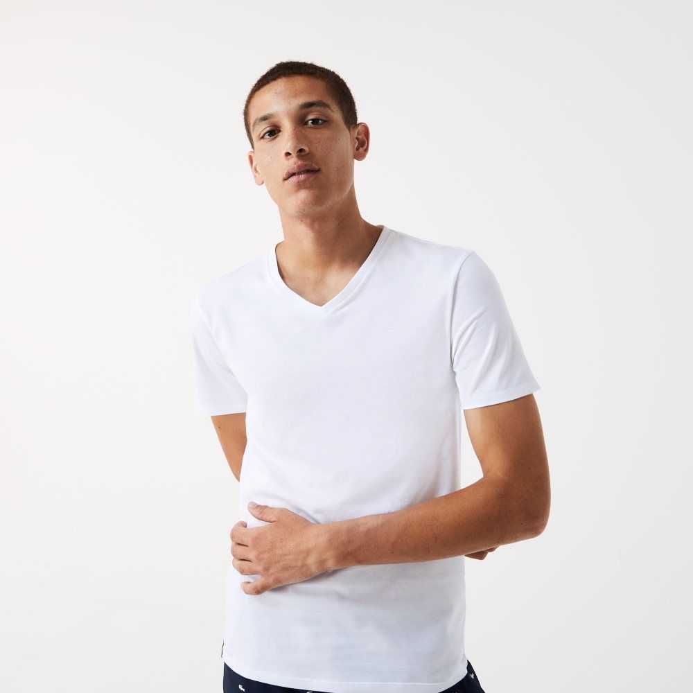 White Lacoste 3-Pack of Plain T-Shirts | USXFYI-431