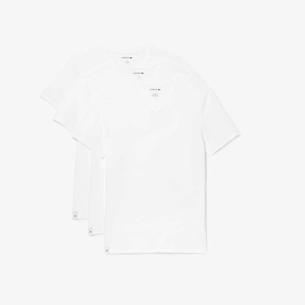 White Lacoste 3-Pack of Plain T-Shirts | USXFYI-431