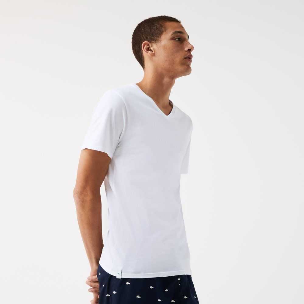 White Lacoste 3-Pack of Plain T-Shirts | USXFYI-431