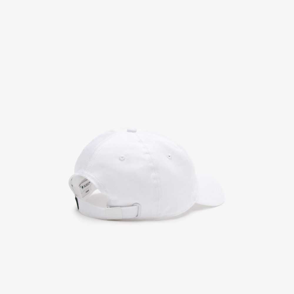 White Lacoste Adjustable Organic Cotton Twill Cap | AXSJHQ-364