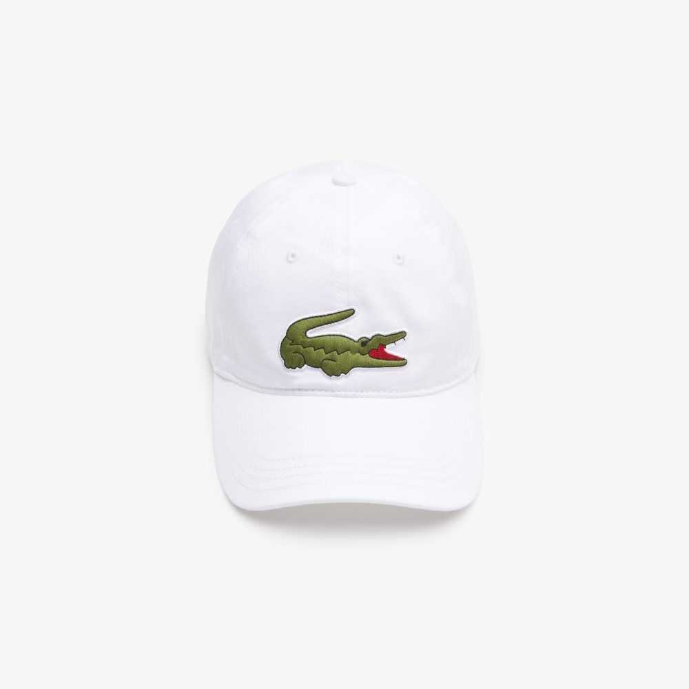 White Lacoste Adjustable Organic Cotton Twill Cap | AXSJHQ-364