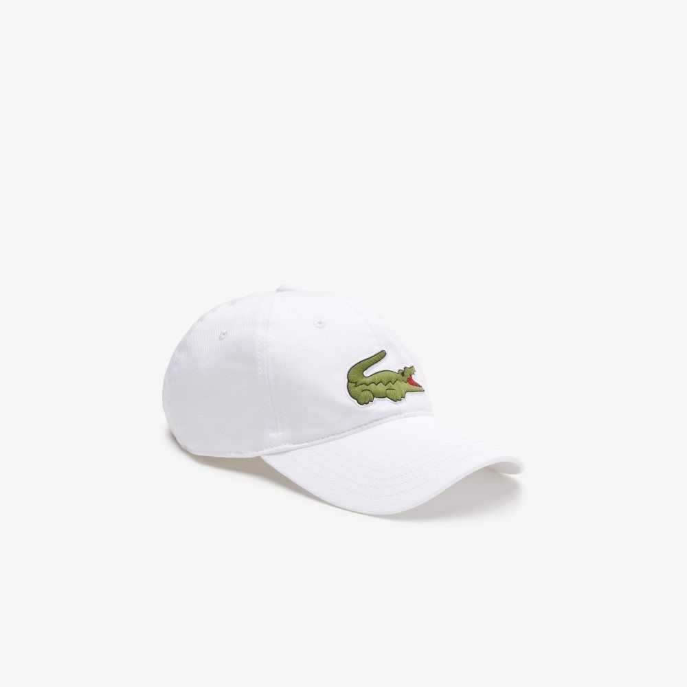 White Lacoste Adjustable Organic Cotton Twill Cap | AXSJHQ-364