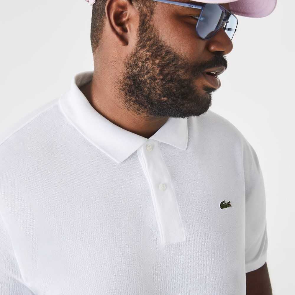 White Lacoste Big Fit Cotton Petit Pique Polo | VJCROE-046