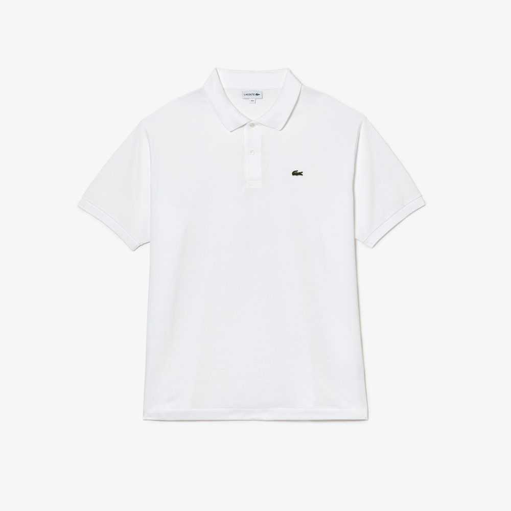 White Lacoste Big Fit Cotton Petit Pique Polo | VJCROE-046