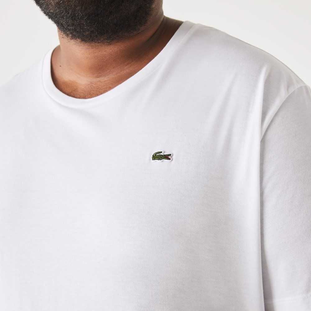 White Lacoste Big Fit Crew Neck Cotton Jersey T-Shirt | XVBOQU-574