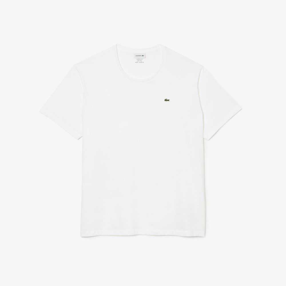 White Lacoste Big Fit Crew Neck Cotton Jersey T-Shirt | XVBOQU-574