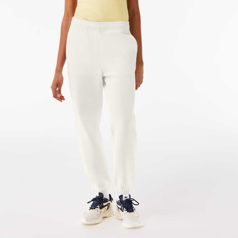 White Lacoste Blended Cotton Joggers | LAJMNE-718