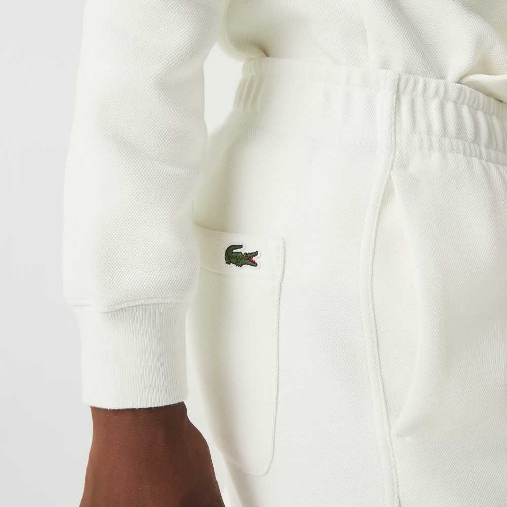 White Lacoste Blended Cotton Joggers | LAJMNE-718