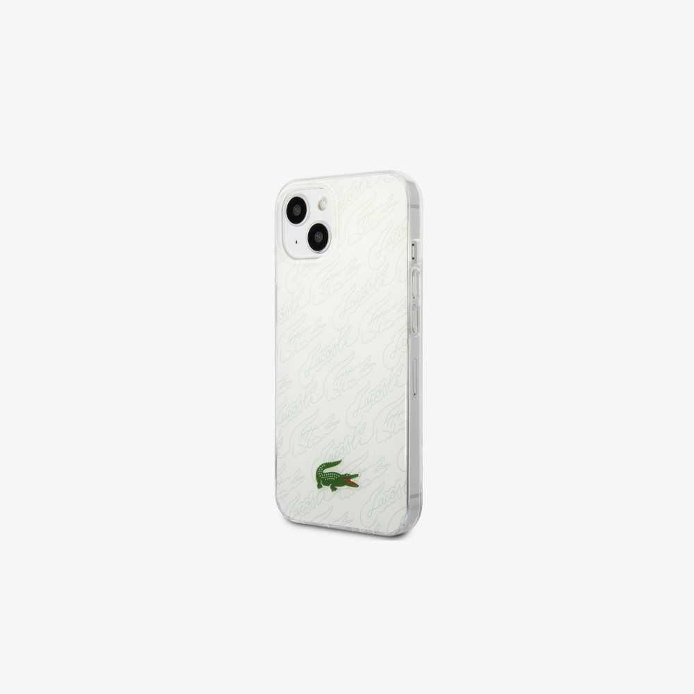 White Lacoste Checkerboard Print iPhone 14 Case | HKFYCI-849