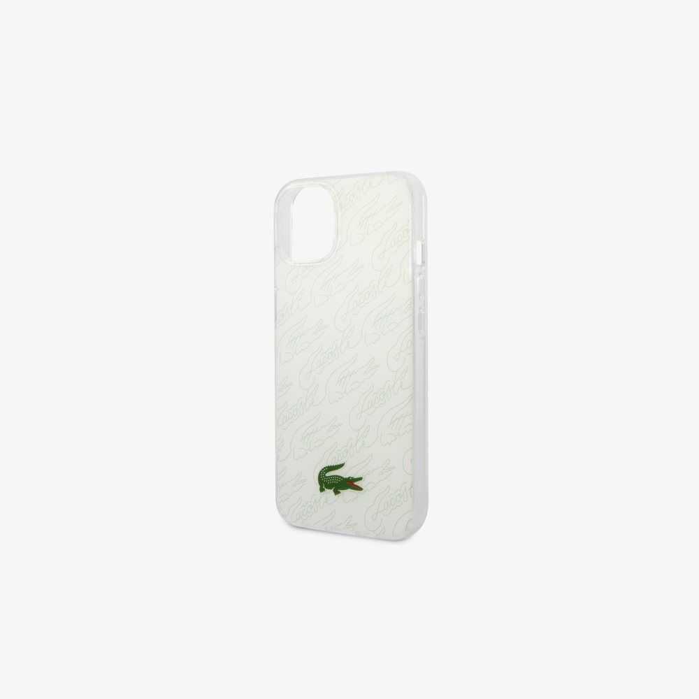 White Lacoste Checkerboard Print iPhone 14 Case | HKFYCI-849