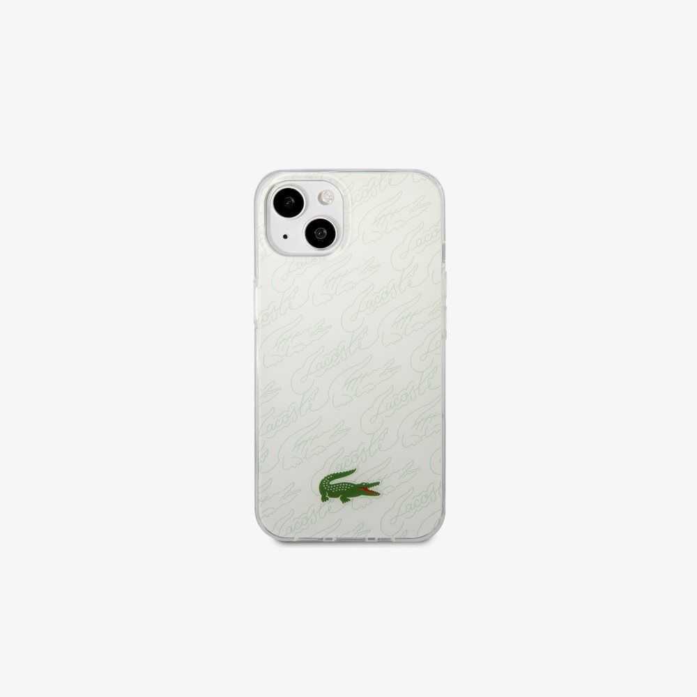 White Lacoste Checkerboard Print iPhone 14 Case | HKFYCI-849