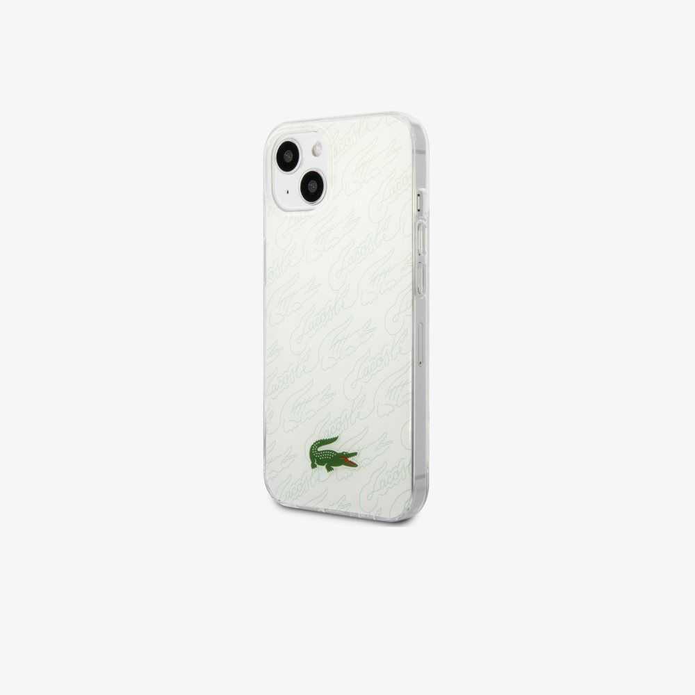 White Lacoste Checkerboard Print iPhone 14 Plus Case | TVUHNC-968