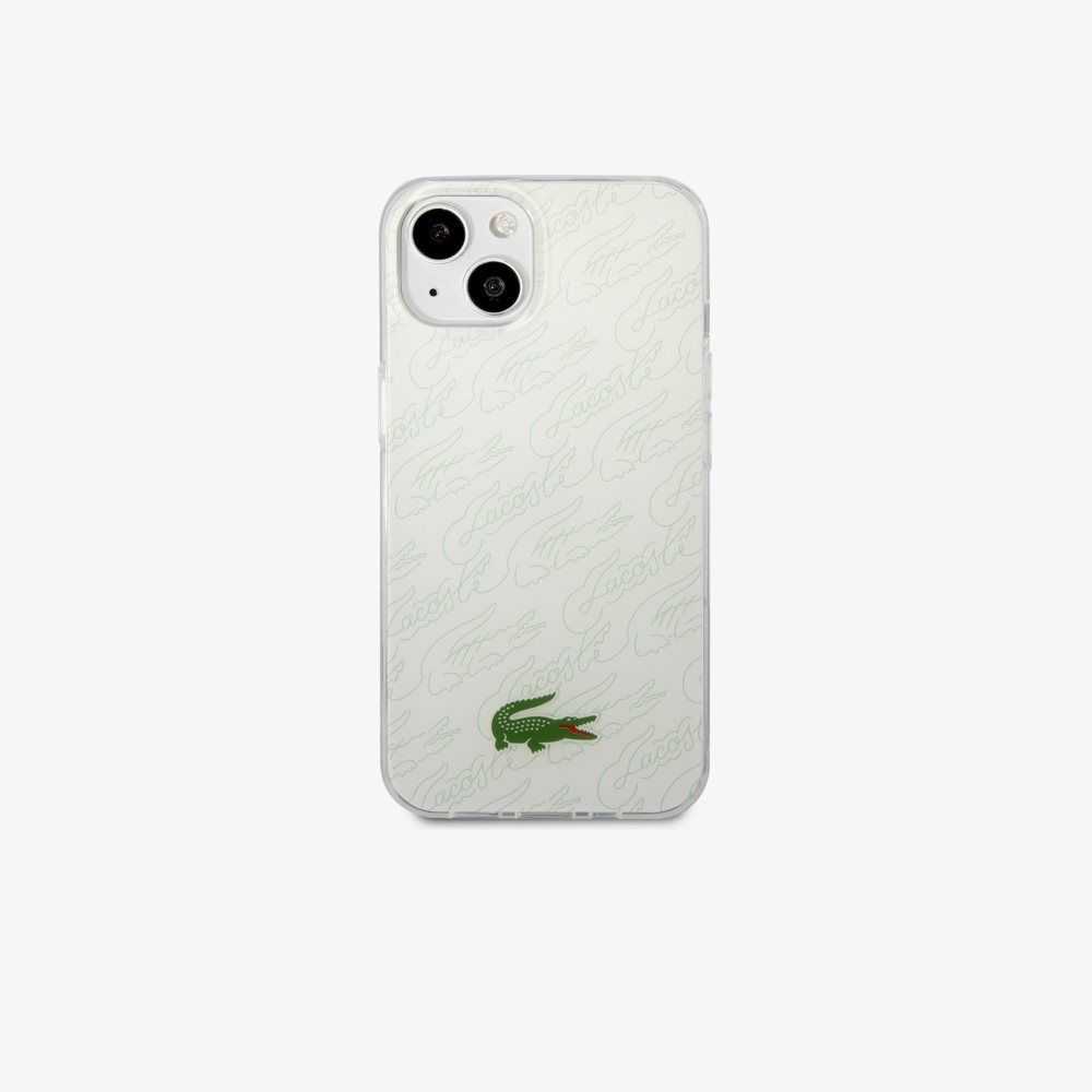 White Lacoste Checkerboard Print iPhone 14 Plus Case | TVUHNC-968