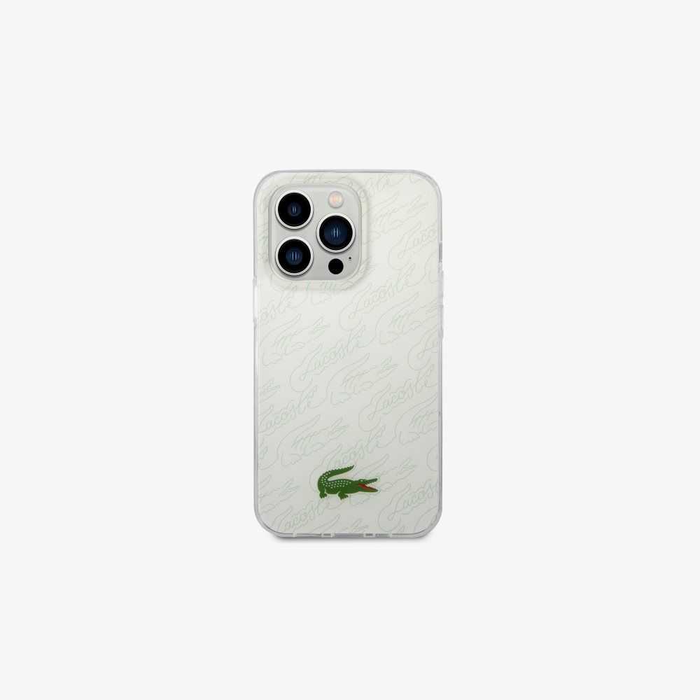 White Lacoste Checkerboard Print iPhone 14 Pro Case | VXZHIJ-796