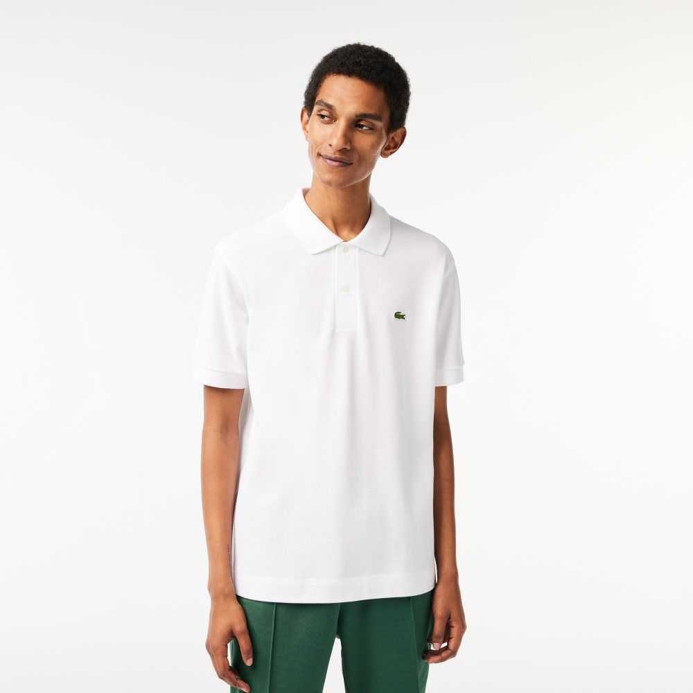 White Lacoste Classic Fit Heavy Cotton Pique L.12.21 Polo | GUEDYX-679