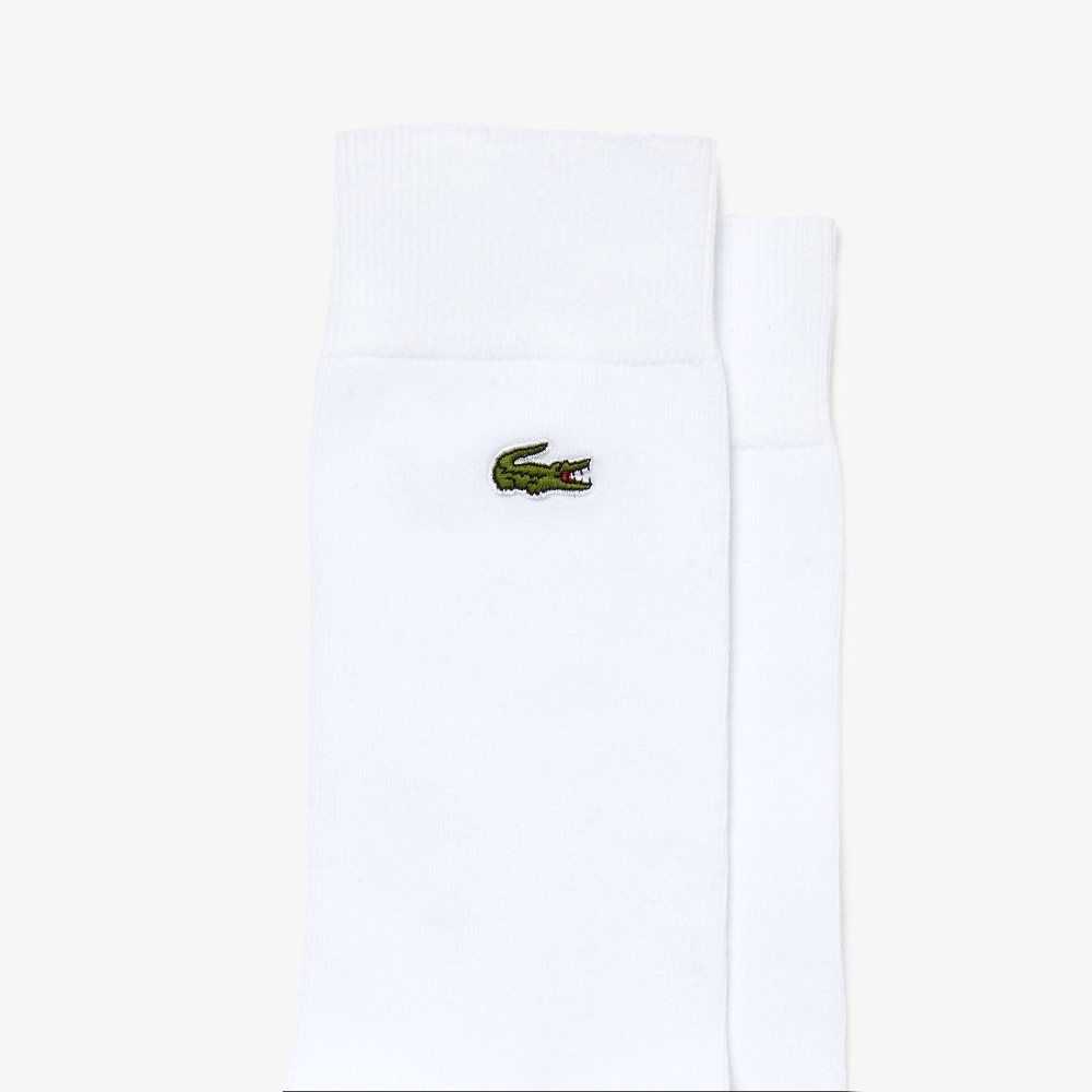 White Lacoste Cotton Blend High-Cut Socks | COVSRP-264