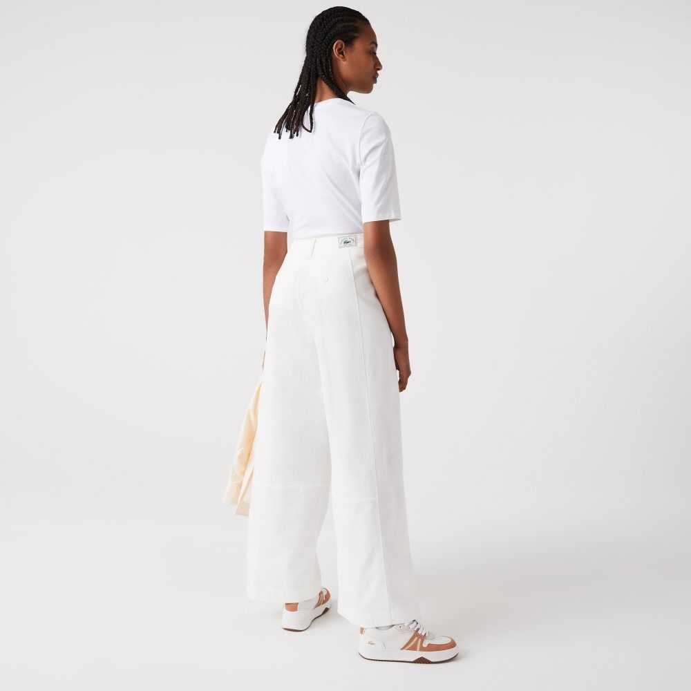 White Lacoste Cotton Gabardine Pants | XSCVYG-590