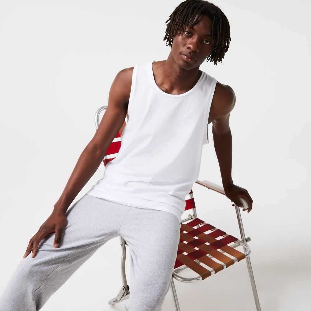 White Lacoste Cotton Tank Top 3-Pack | XOLYVC-749