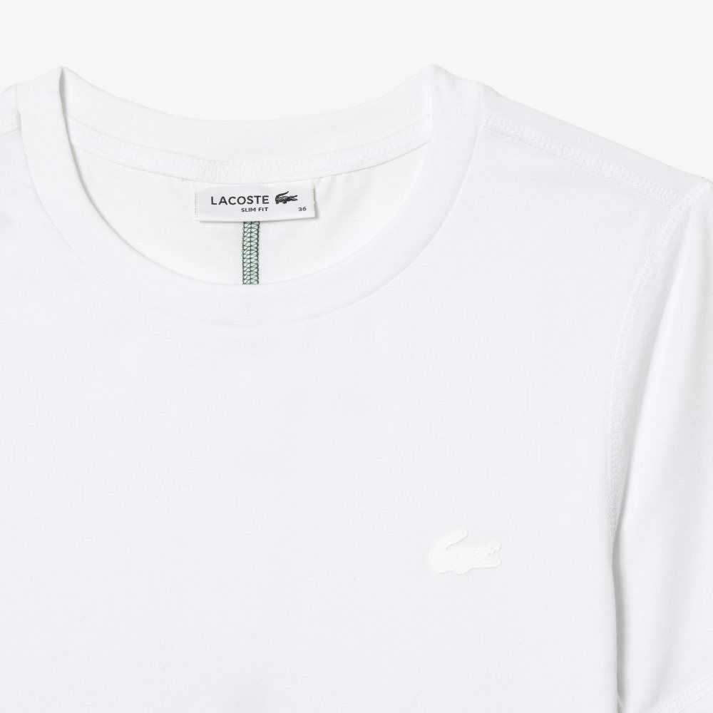 White Lacoste Crew Neck Cotton Blend T-Shirt | XHYIUN-920