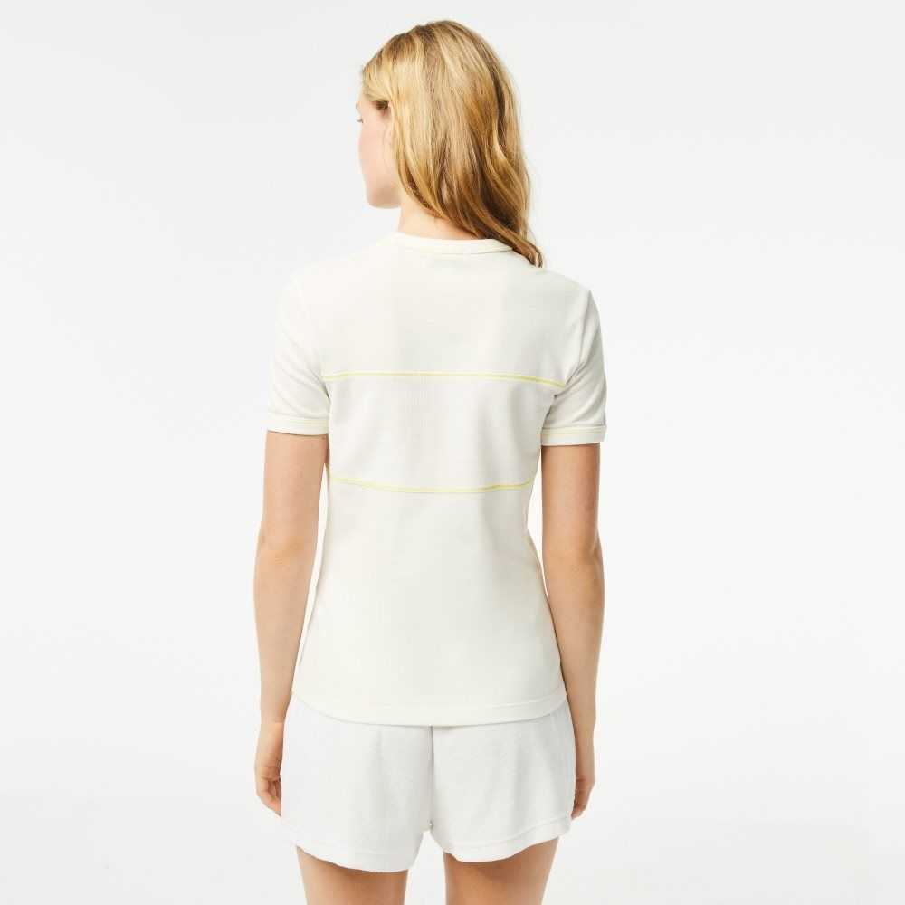 White Lacoste Crew Neck French Made Organic Cotton Pique T-Shirt | HLZWCX-812