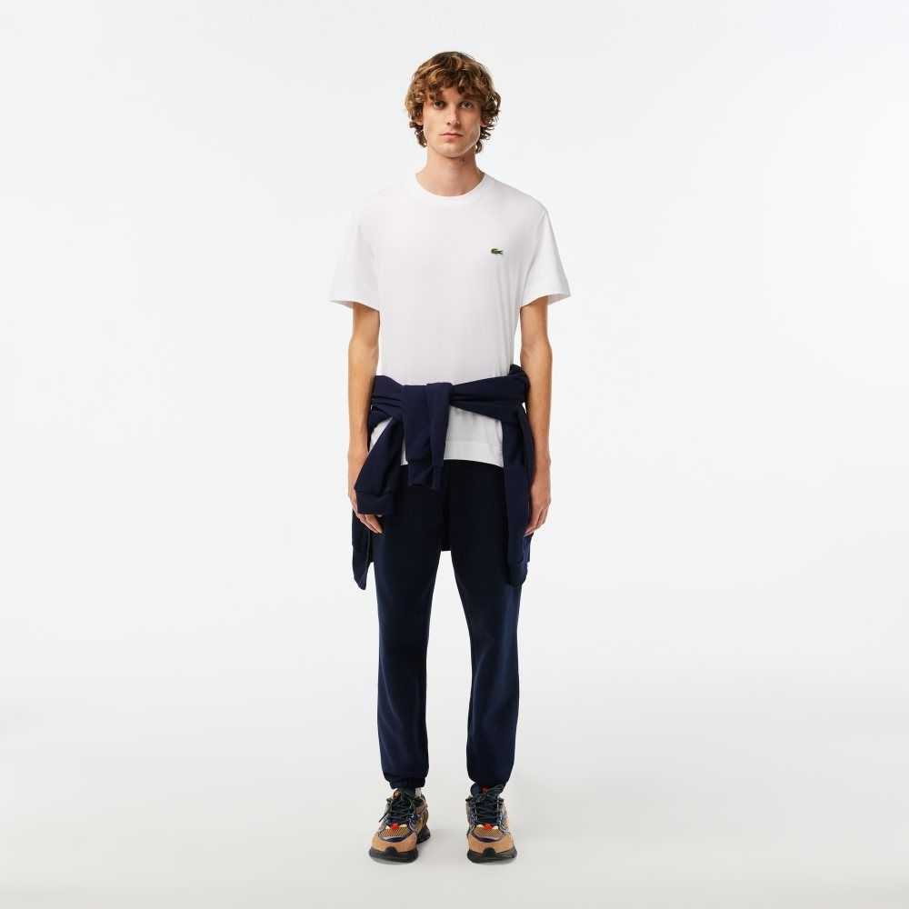 White Lacoste Crew Neck Organic Cotton T-Shirt | TGMRWK-861