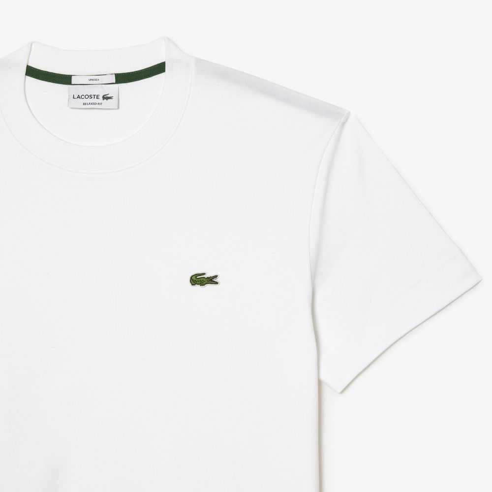 White Lacoste Crew Neck Organic Cotton T-Shirt | TGMRWK-861