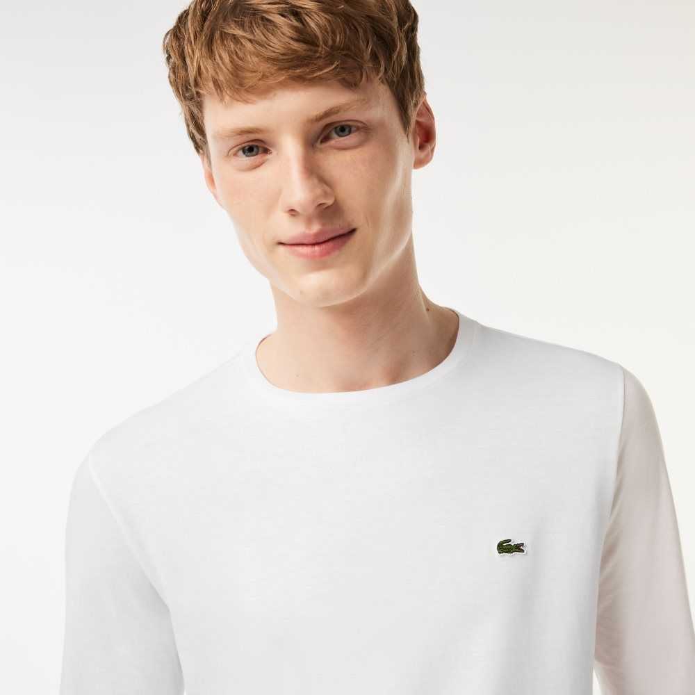 White Lacoste Crew Neck Pima Cotton Jersey T-Shirt | HRNXKC-526