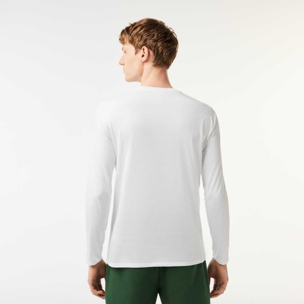 White Lacoste Crew Neck Pima Cotton Jersey T-Shirt | HRNXKC-526