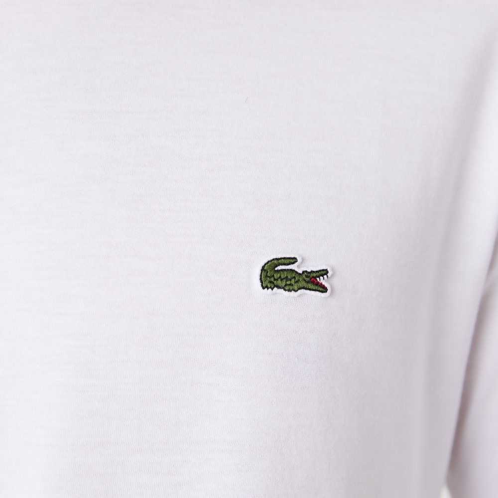 White Lacoste Crew Neck Pima Cotton Jersey T-Shirt | HRNXKC-526