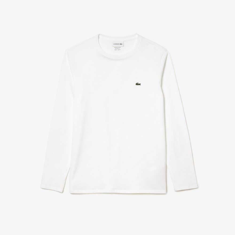 White Lacoste Crew Neck Pima Cotton Jersey T-Shirt | HRNXKC-526