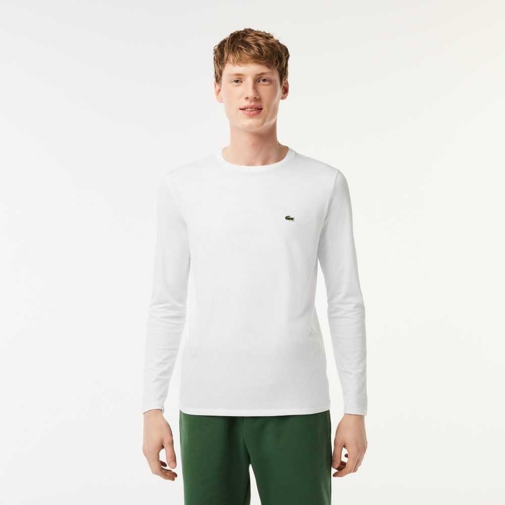 White Lacoste Crew Neck Pima Cotton Jersey T-Shirt | HRNXKC-526