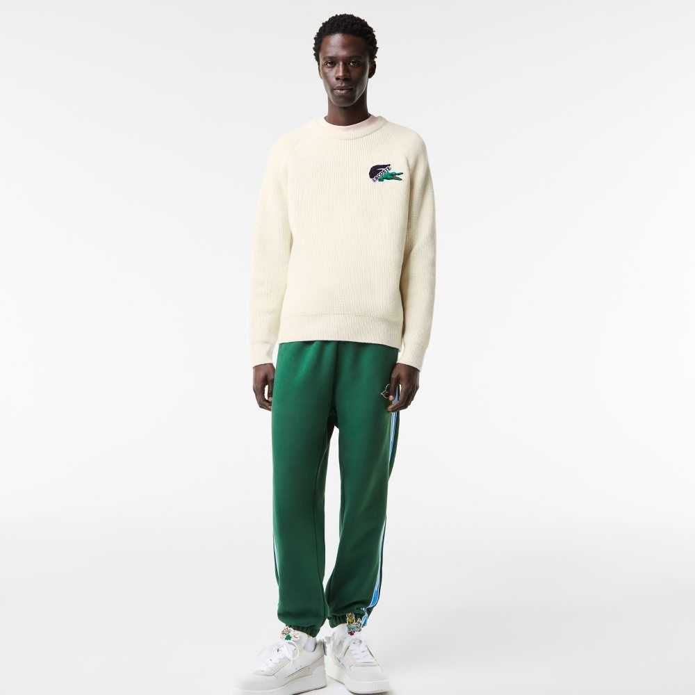 White Lacoste Crocodile Sweater | XJSCUH-973