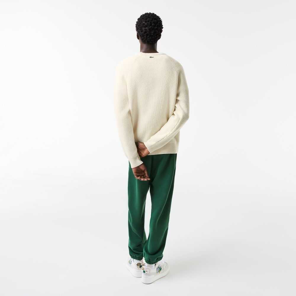 White Lacoste Crocodile Sweater | XJSCUH-973