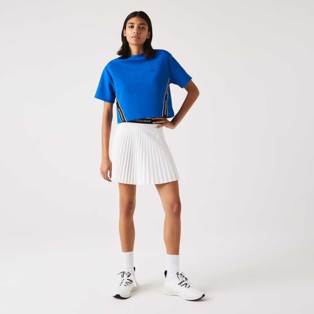 White Lacoste Elasticized Waist Pleated Skirt | EAHWLM-137