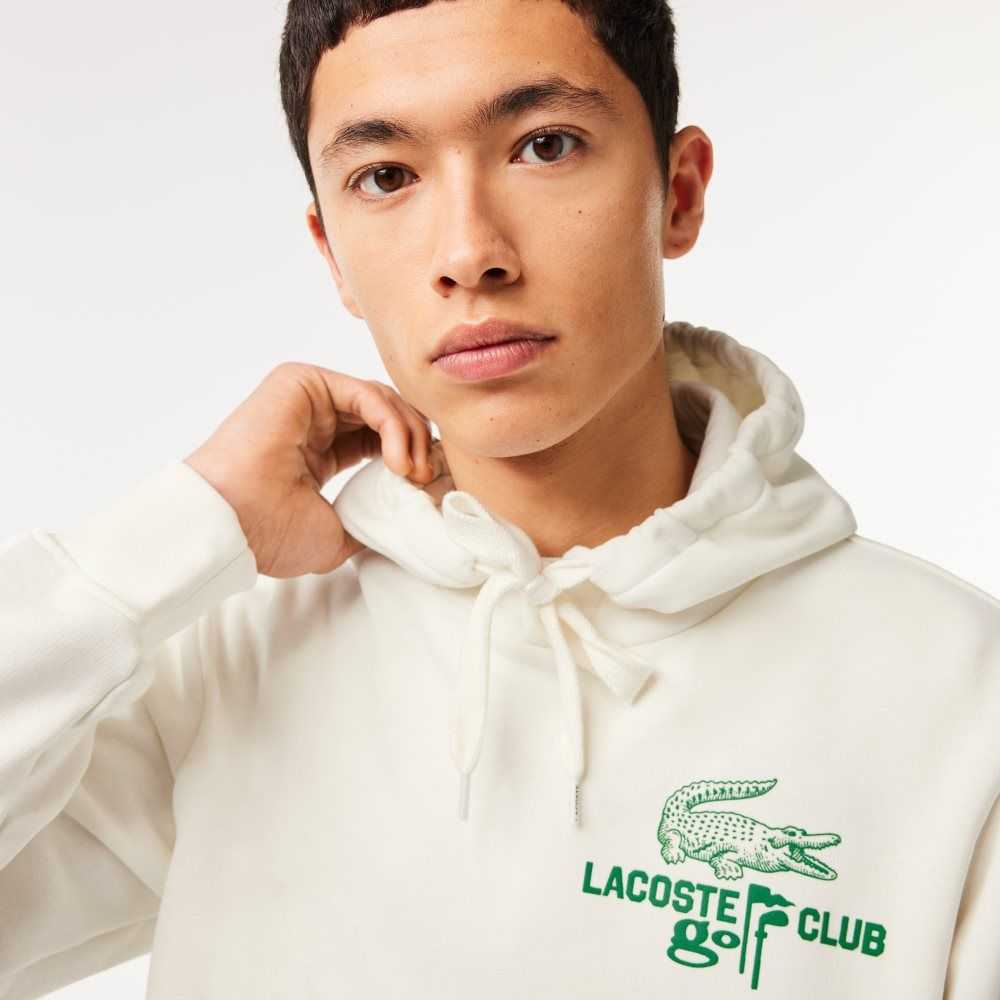 White Lacoste Golf Relaxed Fit Hoodie | LIABCQ-139