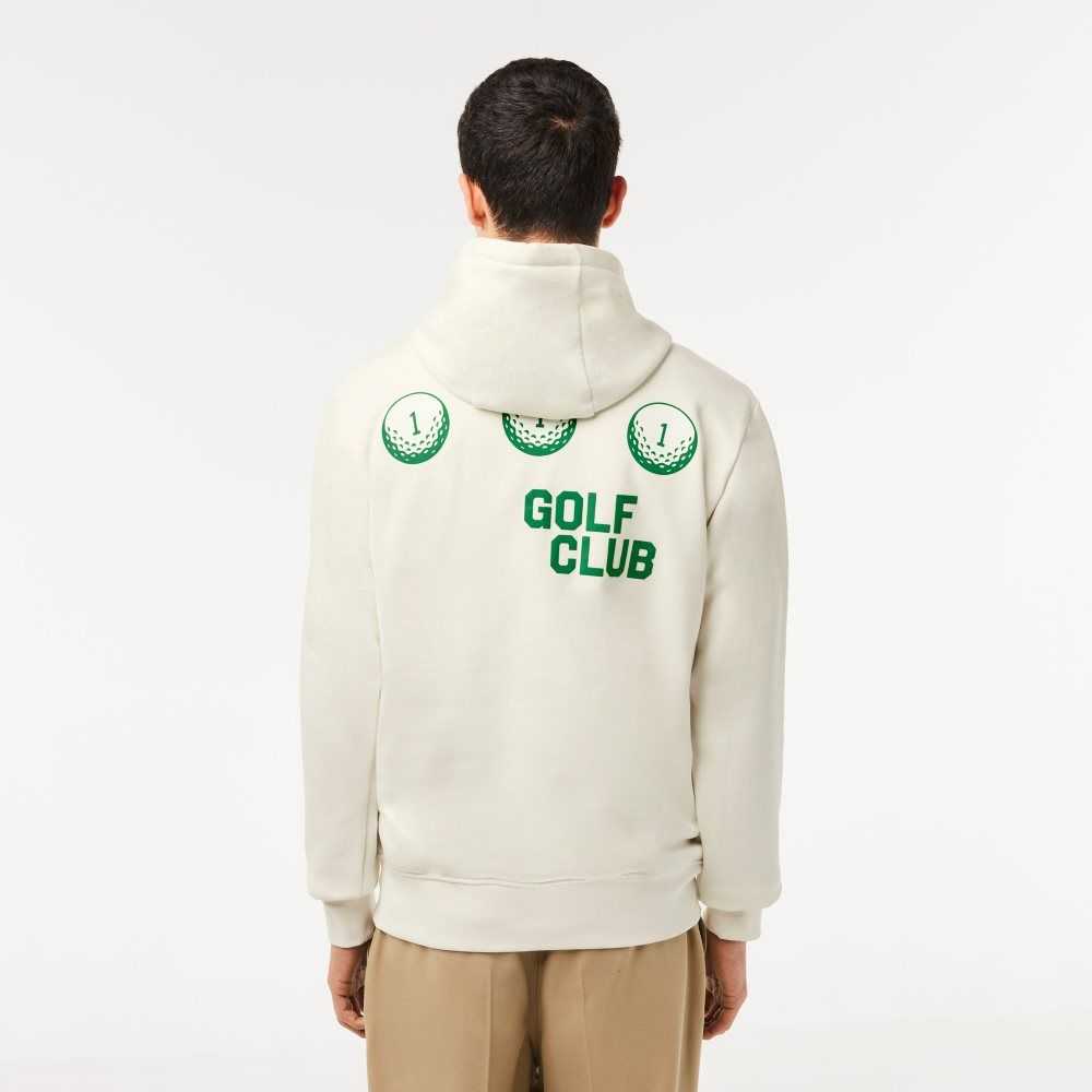 White Lacoste Golf Relaxed Fit Hoodie | LIABCQ-139