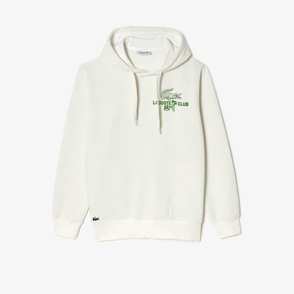 White Lacoste Golf Relaxed Fit Hoodie | LIABCQ-139